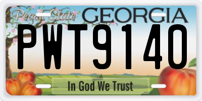 GA license plate PWT9140
