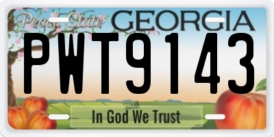 GA license plate PWT9143