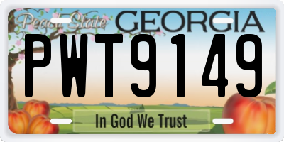 GA license plate PWT9149
