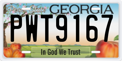 GA license plate PWT9167
