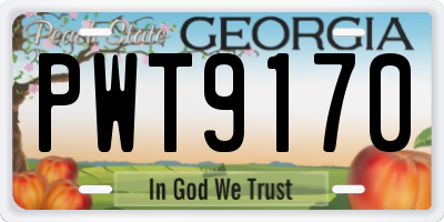 GA license plate PWT9170