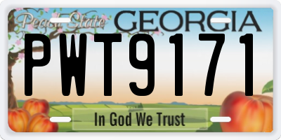 GA license plate PWT9171