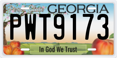 GA license plate PWT9173