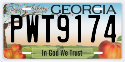 GA license plate PWT9174