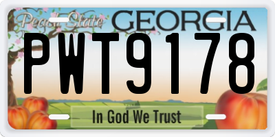GA license plate PWT9178