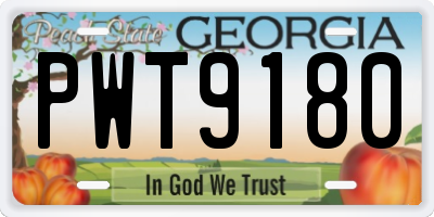 GA license plate PWT9180