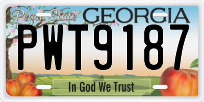 GA license plate PWT9187