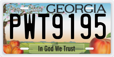 GA license plate PWT9195