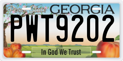 GA license plate PWT9202