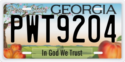 GA license plate PWT9204