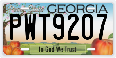 GA license plate PWT9207
