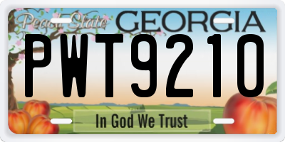 GA license plate PWT9210