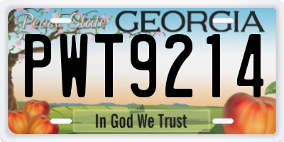 GA license plate PWT9214