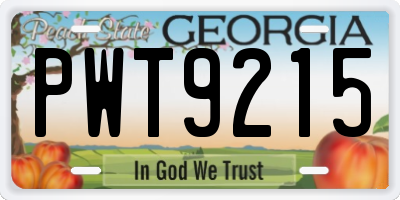 GA license plate PWT9215