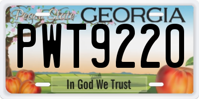 GA license plate PWT9220
