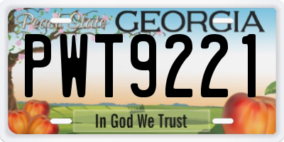 GA license plate PWT9221