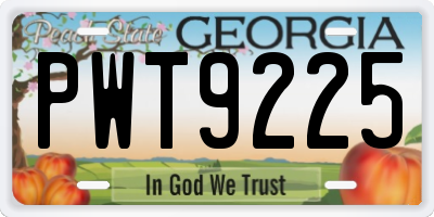 GA license plate PWT9225