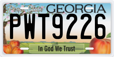 GA license plate PWT9226