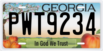 GA license plate PWT9234