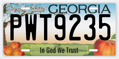 GA license plate PWT9235