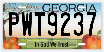 GA license plate PWT9237