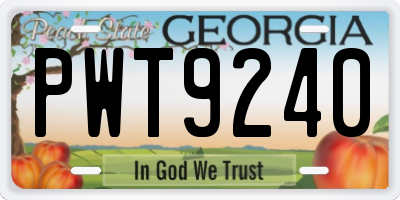 GA license plate PWT9240