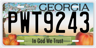 GA license plate PWT9243