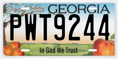 GA license plate PWT9244