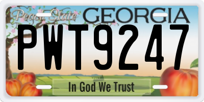 GA license plate PWT9247