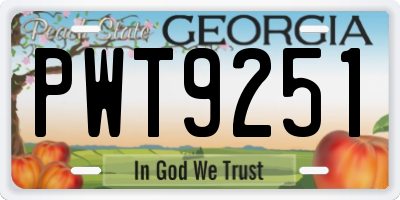 GA license plate PWT9251