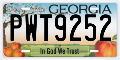 GA license plate PWT9252