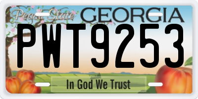 GA license plate PWT9253