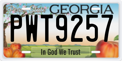 GA license plate PWT9257