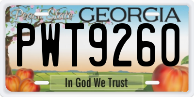 GA license plate PWT9260
