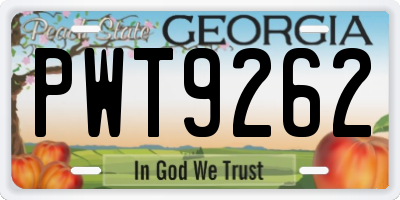 GA license plate PWT9262
