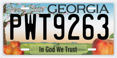 GA license plate PWT9263