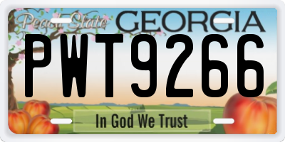 GA license plate PWT9266