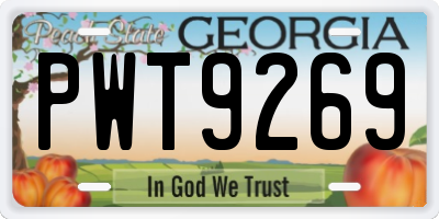 GA license plate PWT9269