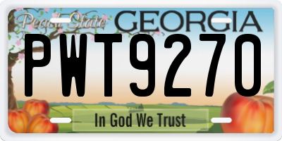 GA license plate PWT9270