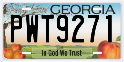 GA license plate PWT9271