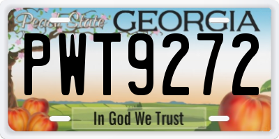 GA license plate PWT9272