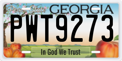 GA license plate PWT9273