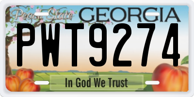 GA license plate PWT9274