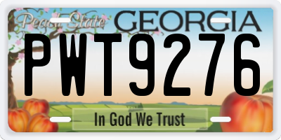 GA license plate PWT9276