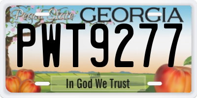 GA license plate PWT9277