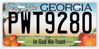 GA license plate PWT9280