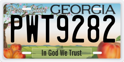 GA license plate PWT9282
