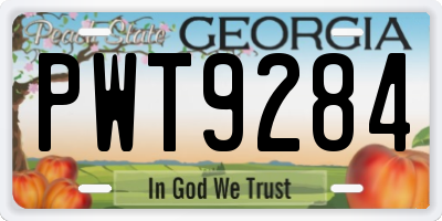 GA license plate PWT9284