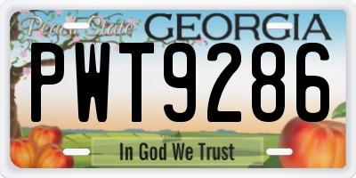 GA license plate PWT9286