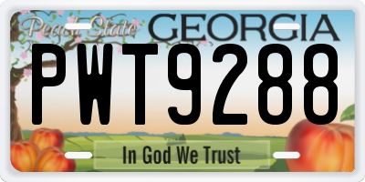 GA license plate PWT9288